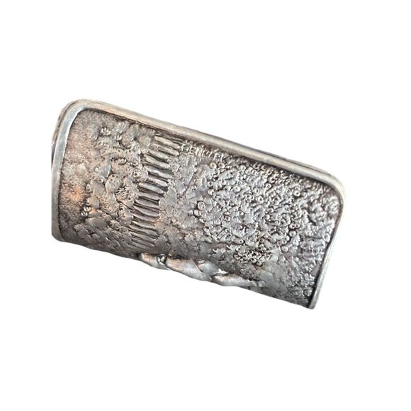 Denmark Hans Jensen Estate Silver Plate Wide Repousse Cuff Bracelet Vintage - Picture 7 of 9